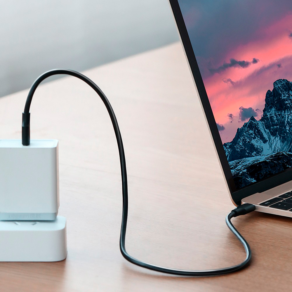 Кабель Ugreen US286, USB-C - USB-C, 60 Вт, 3A, 2 м, черный
