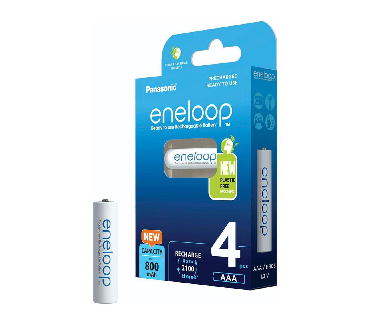 Аккумуляторы Panasonic Eneloop AAA, 800 мАч, 4 шт (BK-4MCDE/4BE)