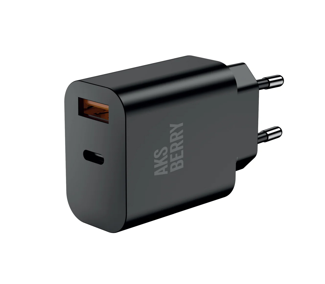 Зарядное устройство Aksberry T43, USB-C + USB-A, 20 Вт, черное