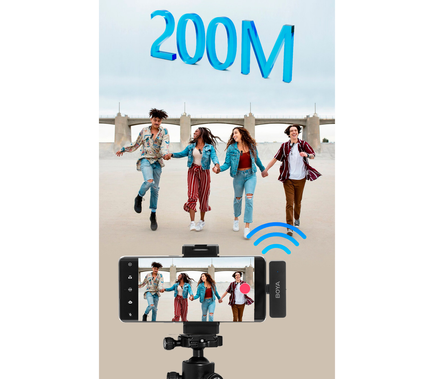 Беспроводная система Boya BY-V4U, 2.4 ГГц, 4х TX + RX, USB-C