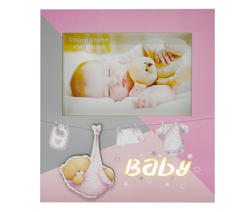 Фоторамка Fotografia 10x15 см, с подсветкой, "Baby", розовая (FFL-806)