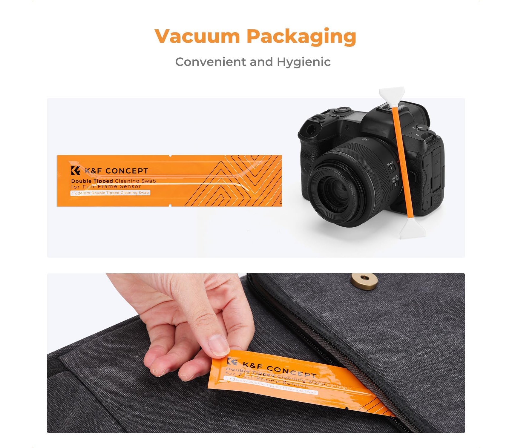 Шваброчки для чистки матриц K&F Concept 1965, для Full Frame камер, двухсторонние (10 шт, жидкость)