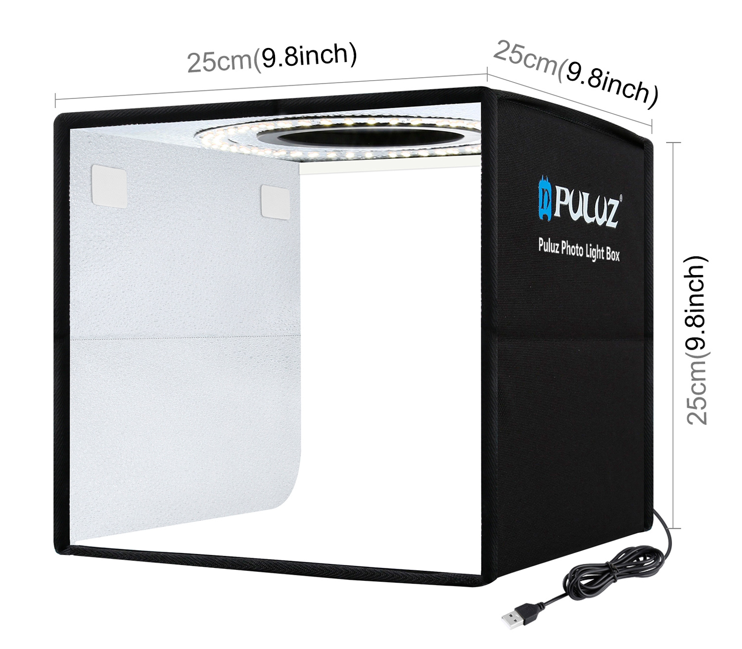 Фотобокс Puluz PU5025B 25 см, с кольцевой подсветкой и 6 фонами