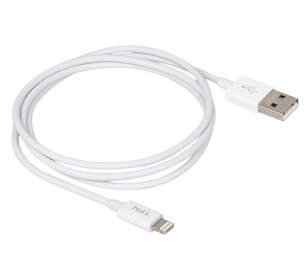 Кабель TFN USB-А / Lightning, ТПЭ, 1 м, белый