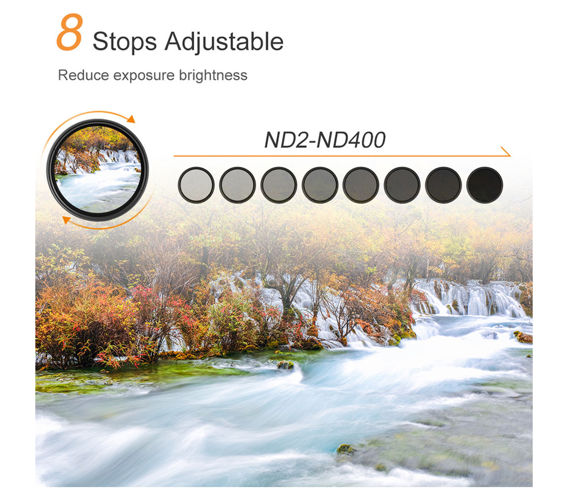 Светофильтр K&F Concept KV32 Slim Variable Fader NDX, ND2-ND400, 72 мм