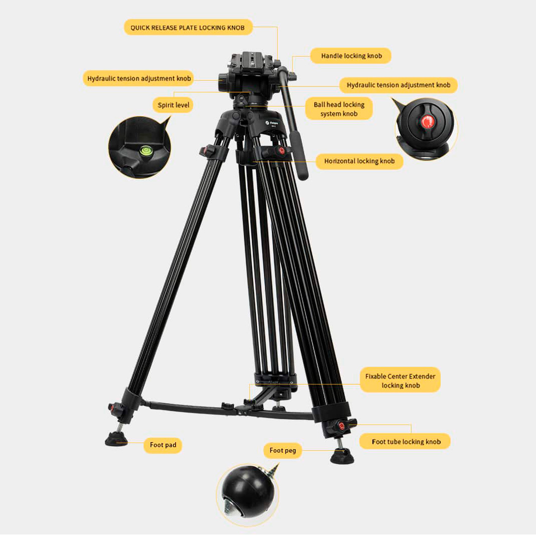 Штатив Fotopro DV-2, с видеоголовой, до 8 кг