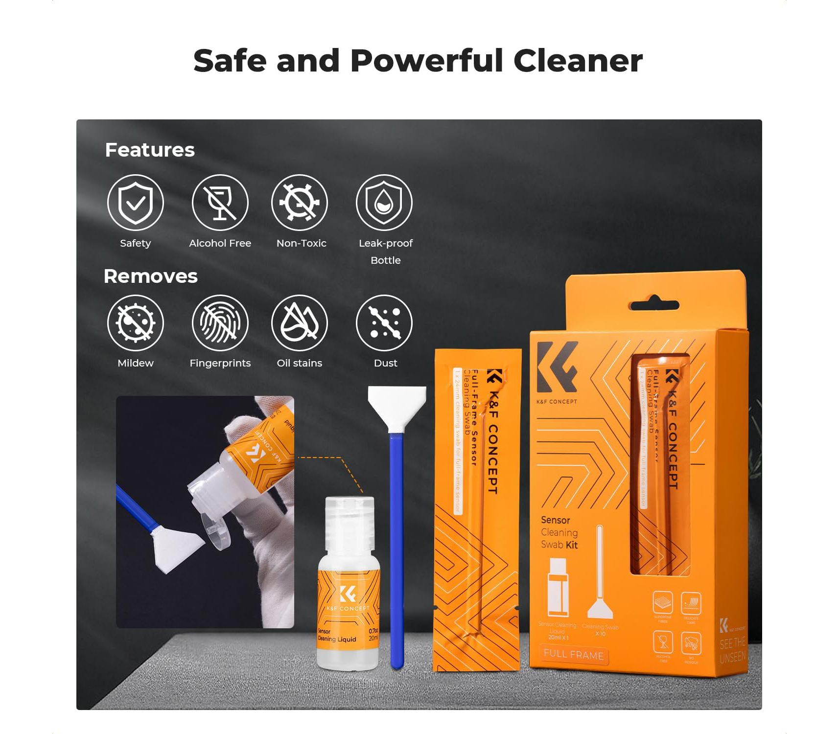 Шваброчки для чистки матриц K&F Concept 1617, для Full Frame камер (10 шт, жидкость)