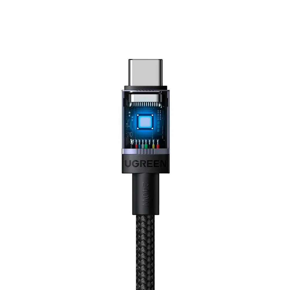 Кабель Ugreen L532, USB-C - USB-C, 240 Вт, 2 м, серый