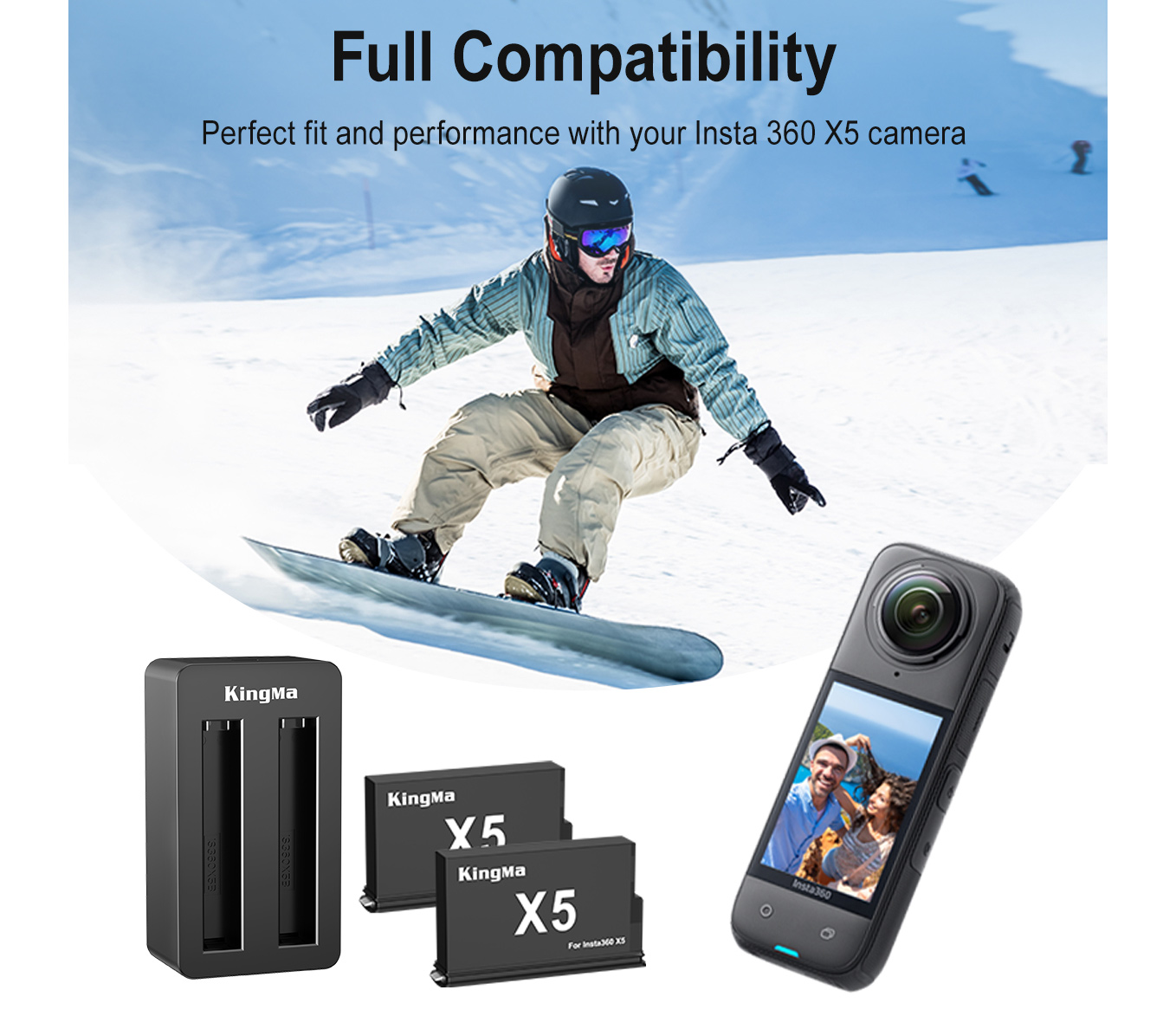 Зарядное устройство Kingma BM072 + 2 аккумулятора для Insta360 One X5