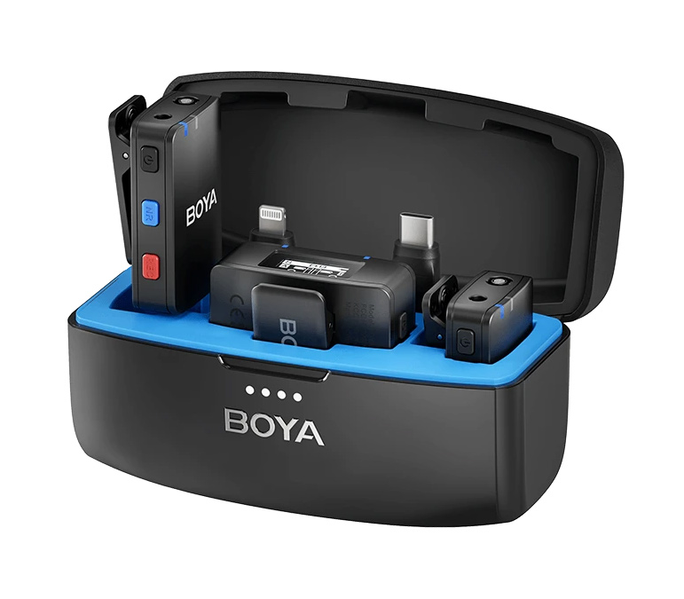Беспроводная система Boya BOYAMIC 2.4 ГГц, TX+TX+RX, 3.5мм TRS, USB-C, Lightning, кейс