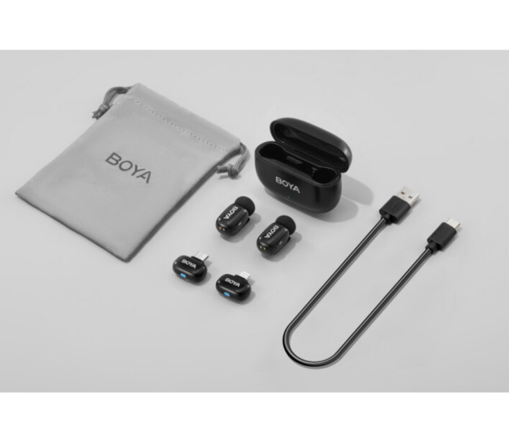 Беспроводная система Boya Mini-12, 2.4 ГГц, TX+TX+RX+RX, USB-C, Lightning, кейс (уцененный)