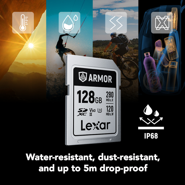 Карта памяти Lexar SDXC 128GB ARMOR Silver Pro C10 V60 U3 6K UHD (R280/W120 MB/s)