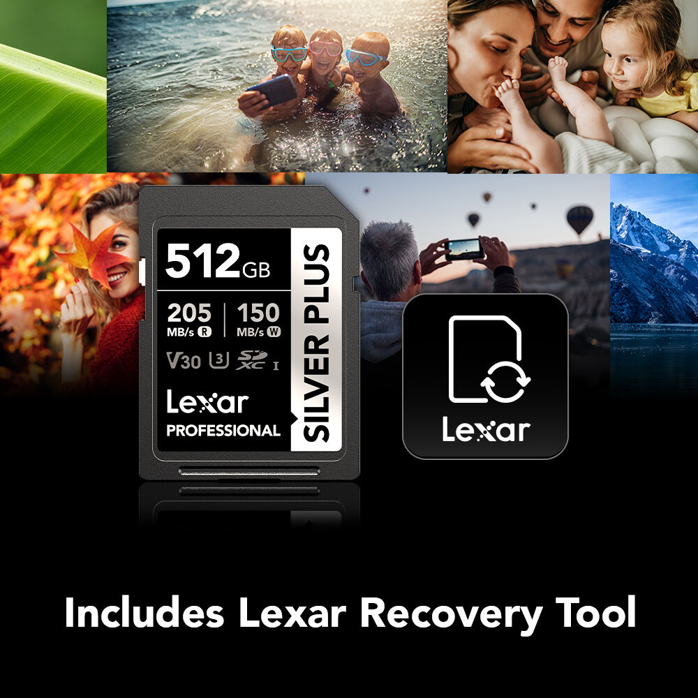 Карта памяти Lexar SDXC 512GB Professional Silver Plus UHS-I U3 V30 (205/150 MB/s)