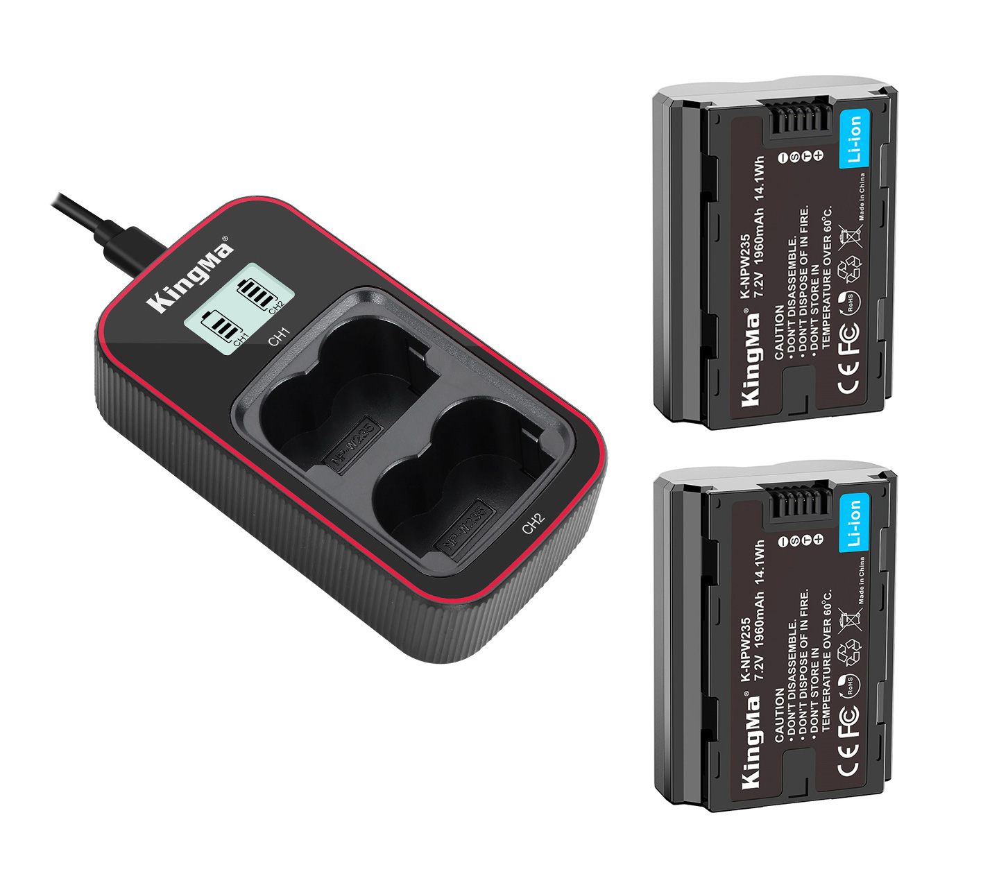 Зарядное устройство Kingma BM058 + 2 аккумулятора NP-W235 (1960mAh)