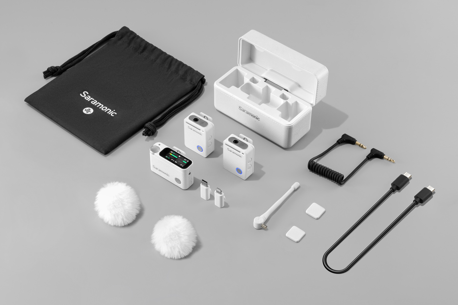 Беспроводная система Saramonic Ultra 02, 2TX + RX, 3.5мм / USB-C / Lightning, белая