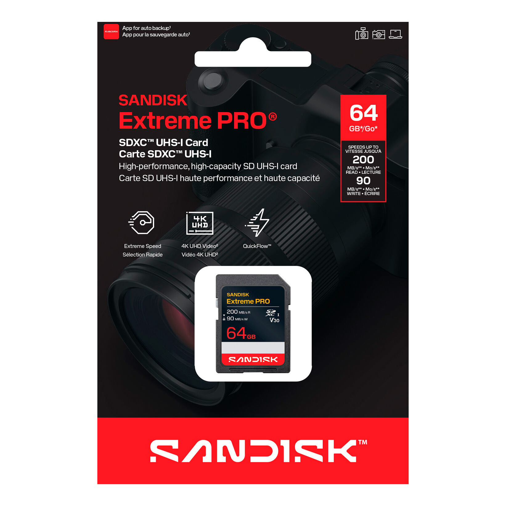 Карта памяти SanDisk SDXC 64GB Extreme Pro UHS-I V30 200/90 Mb/s
