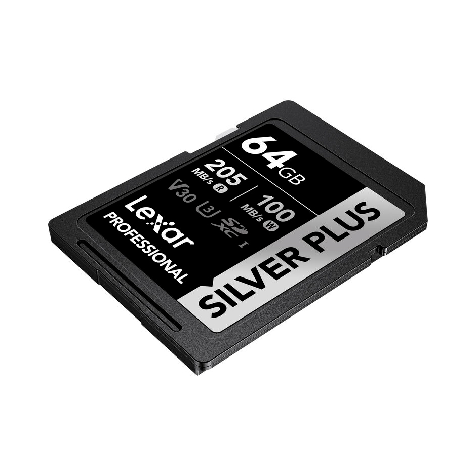 Карта памяти Lexar SDXC 64GB Professional Silver Plus UHS-I U3 V30 (205/100 MB/s)