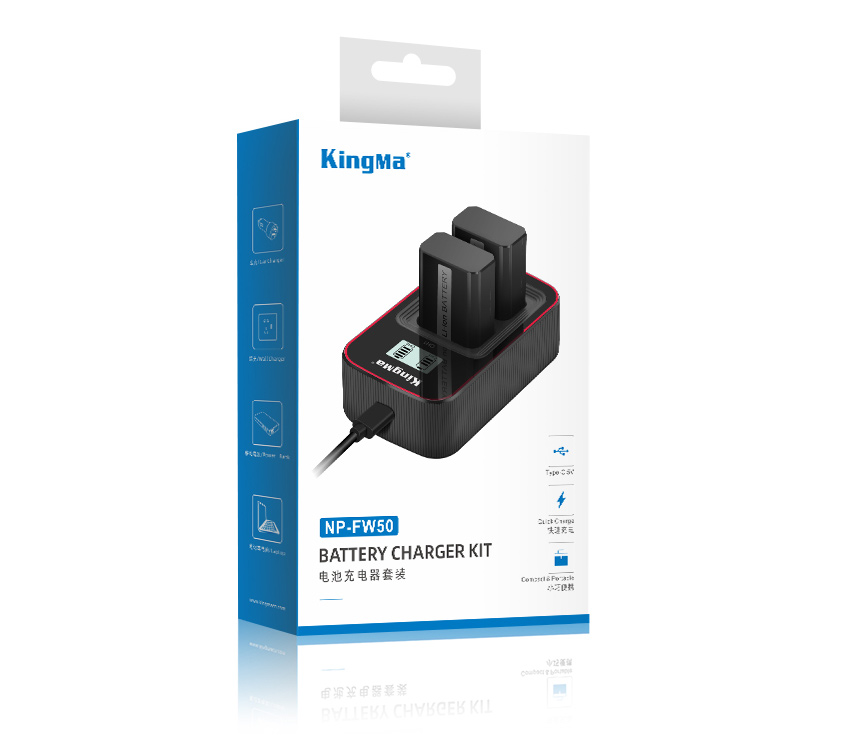 Зарядное устройство Kingma BM058 + 2 аккумулятора NP-FW50 (1080 мАч)