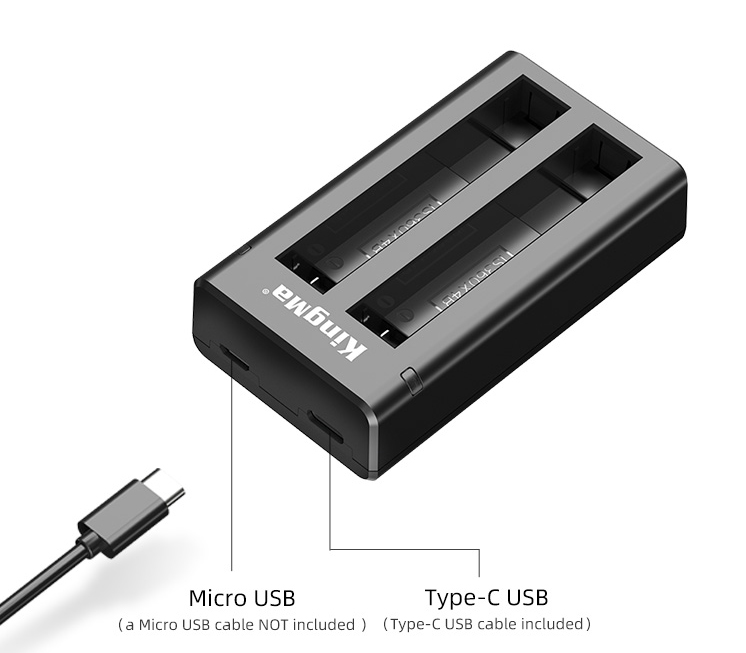 Зарядное устройство Kingma BM066, USB, для 2х аккумуляторов Insta360 One X4