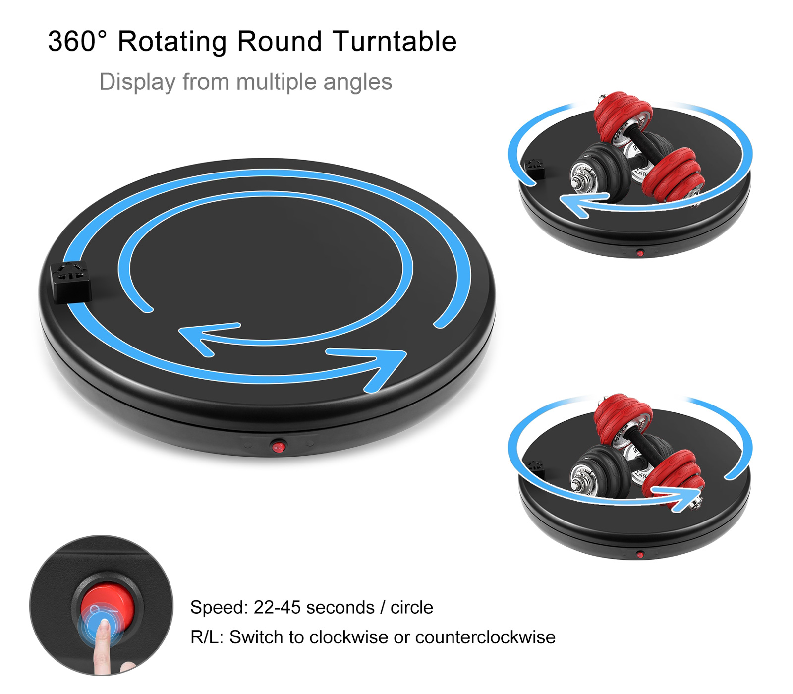 Поворотный стол Puluz PU3147 с пультом управления и розеткой, 45 см, до 100 кг, черный (уцененный)