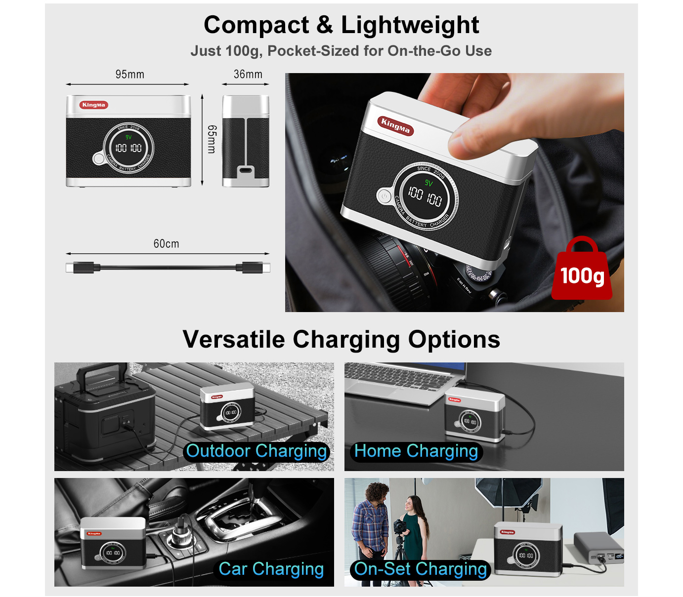 Зарядный кейс Kingma BM070-LPE17 для 2х Canon LP-E17, черный
