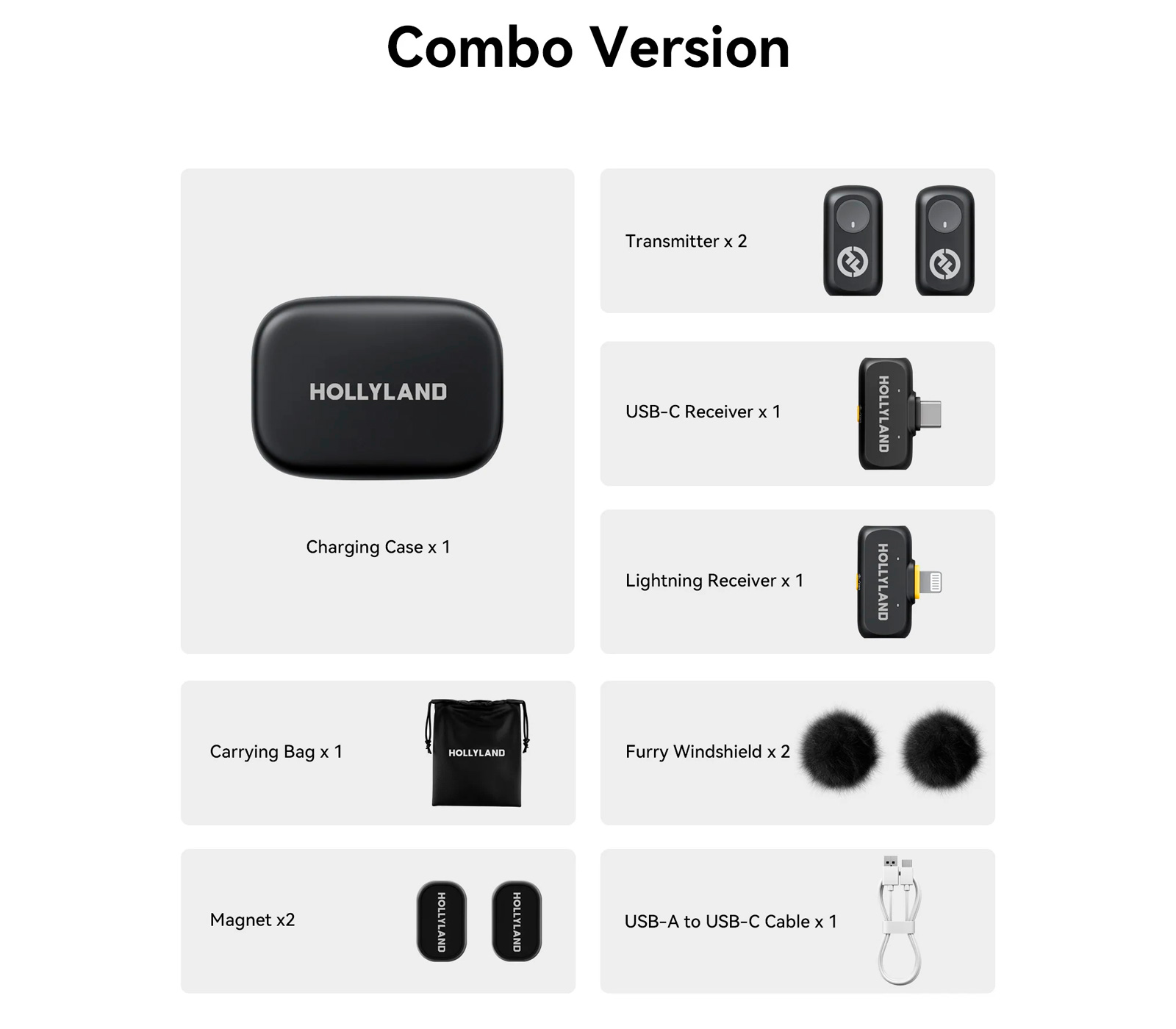 Беспроводная система Hollyland Lark A1 Combo, 2 микрофона, USB-C + Lightning, зарядный кейс, цвет Space Gray