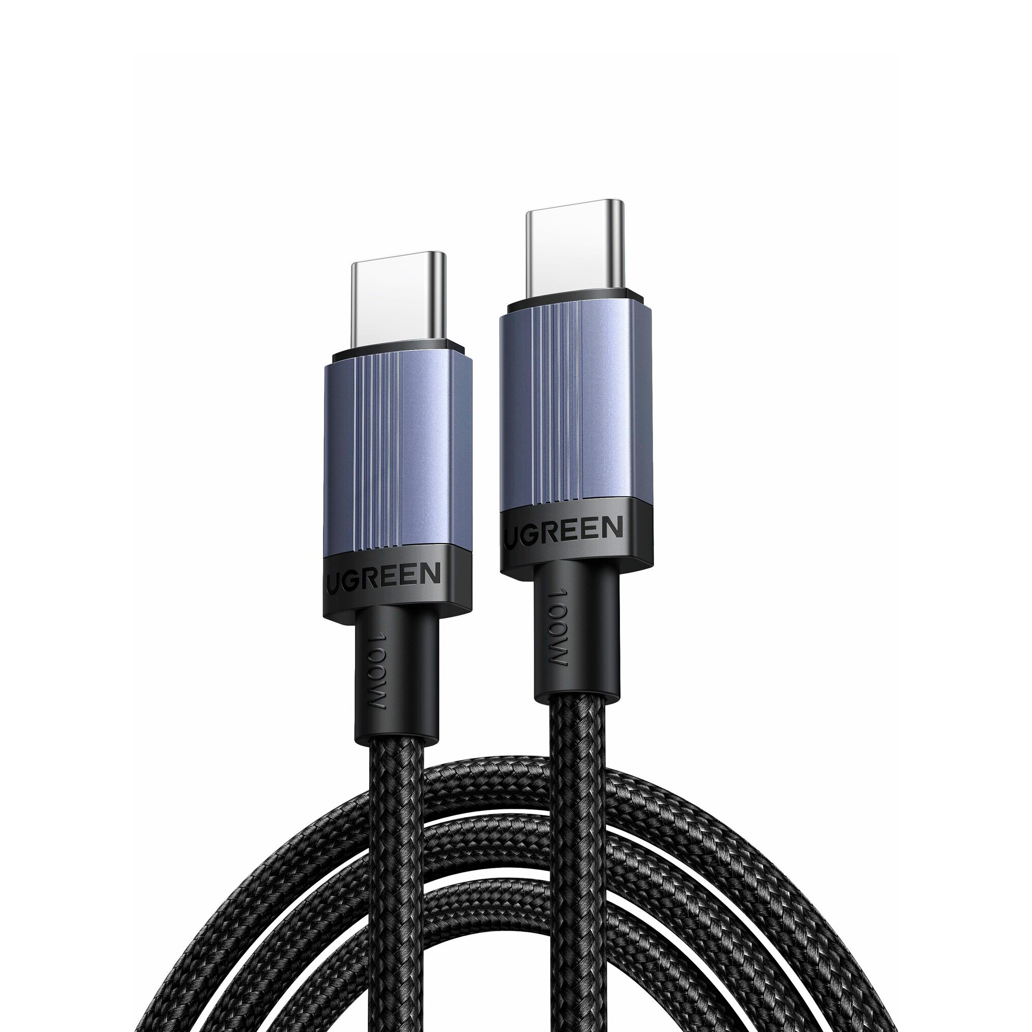 Кабель Ugreen L528, USB-C - USB-C, 100 Вт, 2 м, черный
