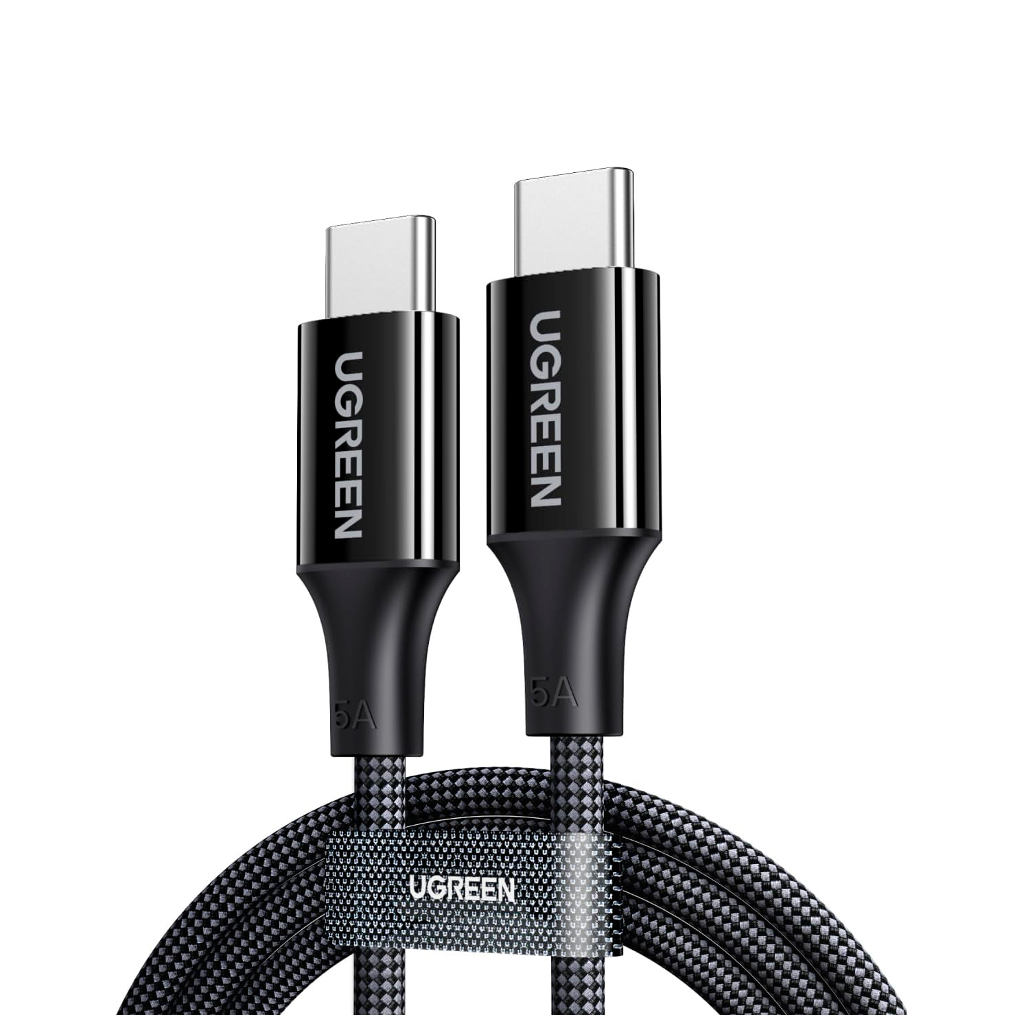 Кабель Ugreen L502, USB-C - USB-C, 100 Вт, 5A, 1 м, черный