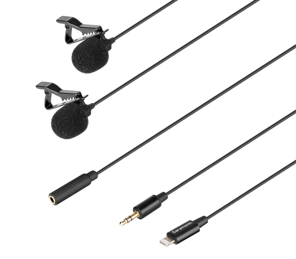 Микрофон Saramonic LavMicro U1C двойной петличный, кабелем 6м, Lighting + 3.5 мм