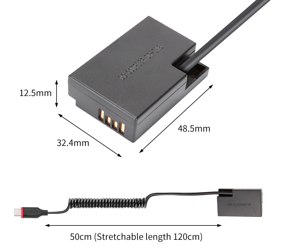 Адаптер питания Kingma TC-LPE17, вместо Canon LP-E17 с выходом USB-C