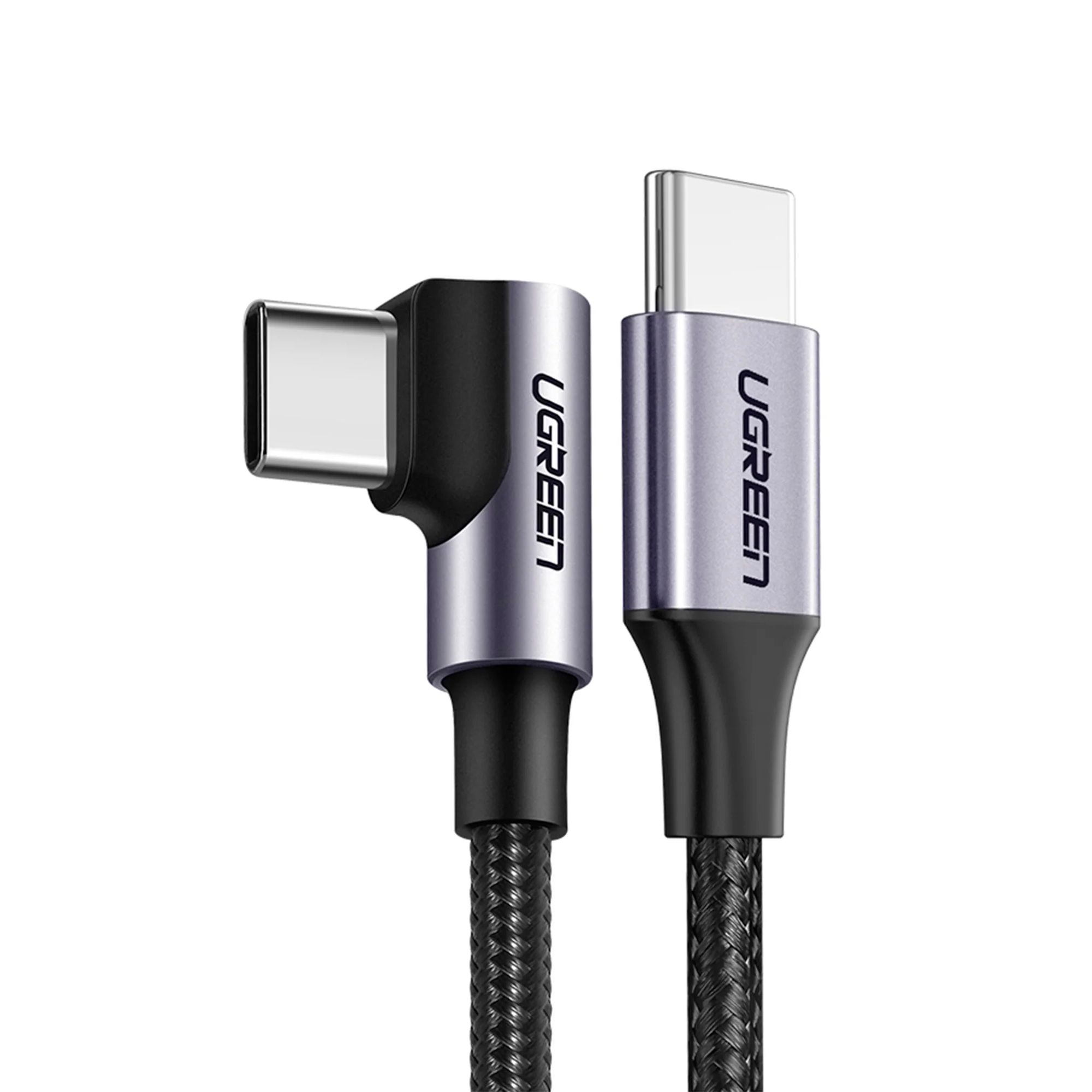 Кабель Ugreen US255, USB-C - USB-C, 60 Вт, 3A, 1 м, серый