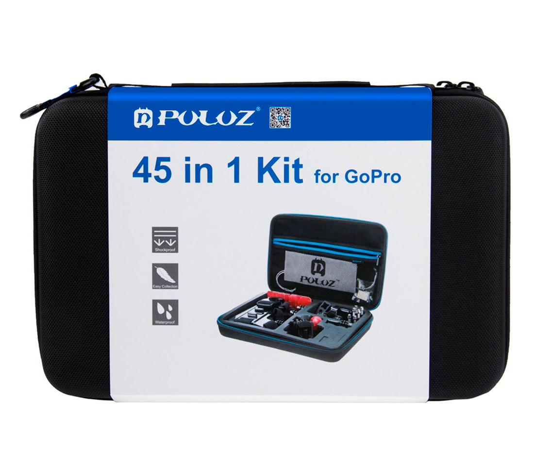 Комплект аксессуаров Puluz PKT10 Accessories Combo Kit 45 в 1 для экшн-камер, в кейсе