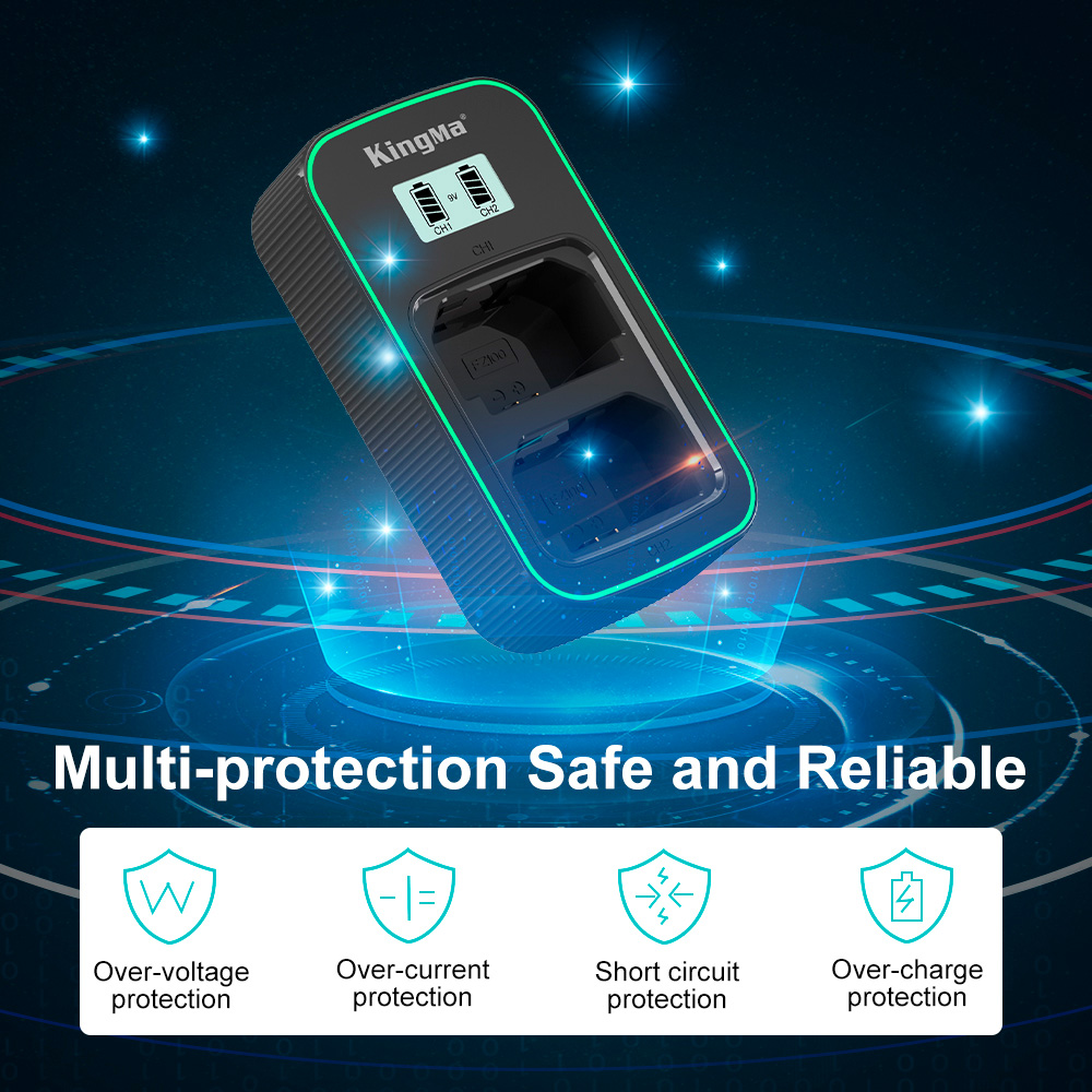Зарядное устройство Kingma BM058Q-ENEL15, для 2х Nikon EN-EL15, дисплей, USB Type-C