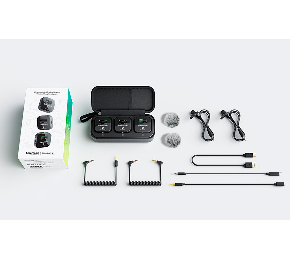 Беспроводная система Saramonic Blink900 B2 (TX+TX+RX) 2.4 ГГц, 3.5 мм TRS / TRRS, USB-C, Lightning