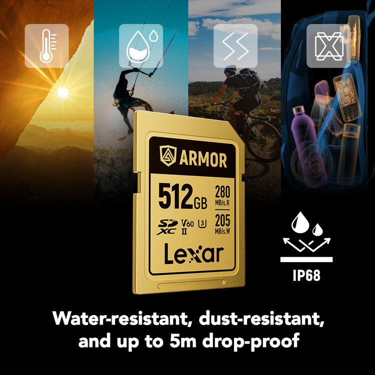 Карта памяти Lexar SDXC 512GB ARMOR Gold C10 V60 U3 (R280/W205 MB/s)