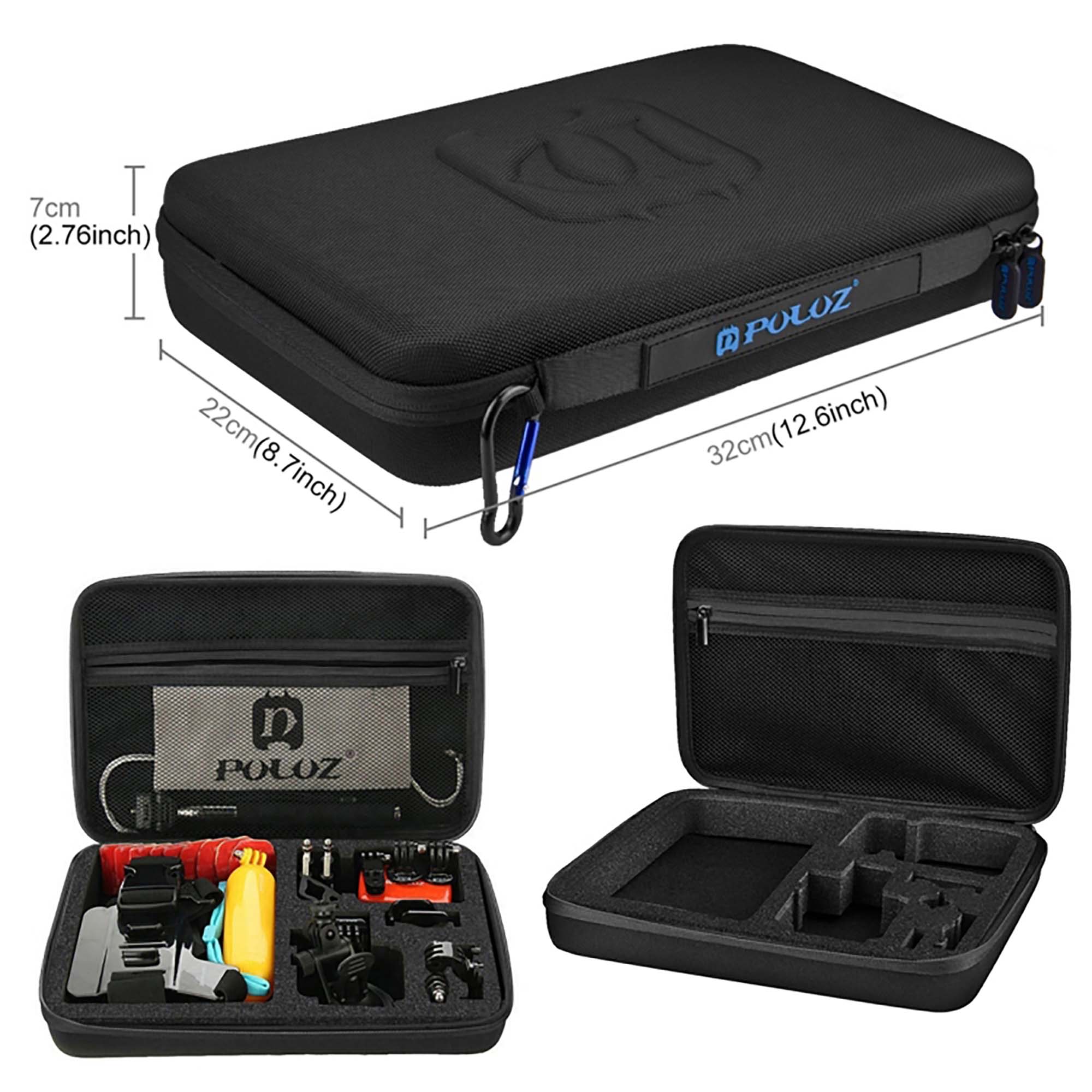 Комплект аксессуаров Puluz PKT09 Accessories Combo Kit, 53 в 1, для экшн-камер в кейсе, черный