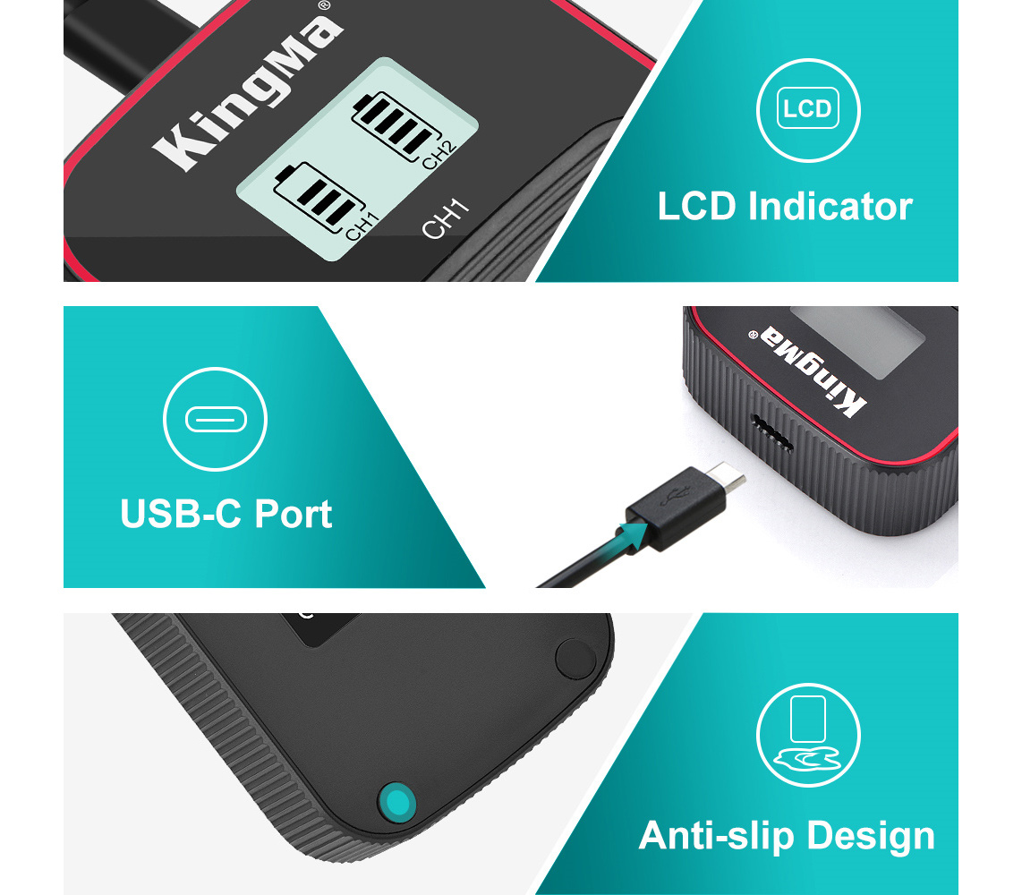 Зарядное устройство Kingma BM058 + 2 аккумулятора LP-E17 (1040mAh)