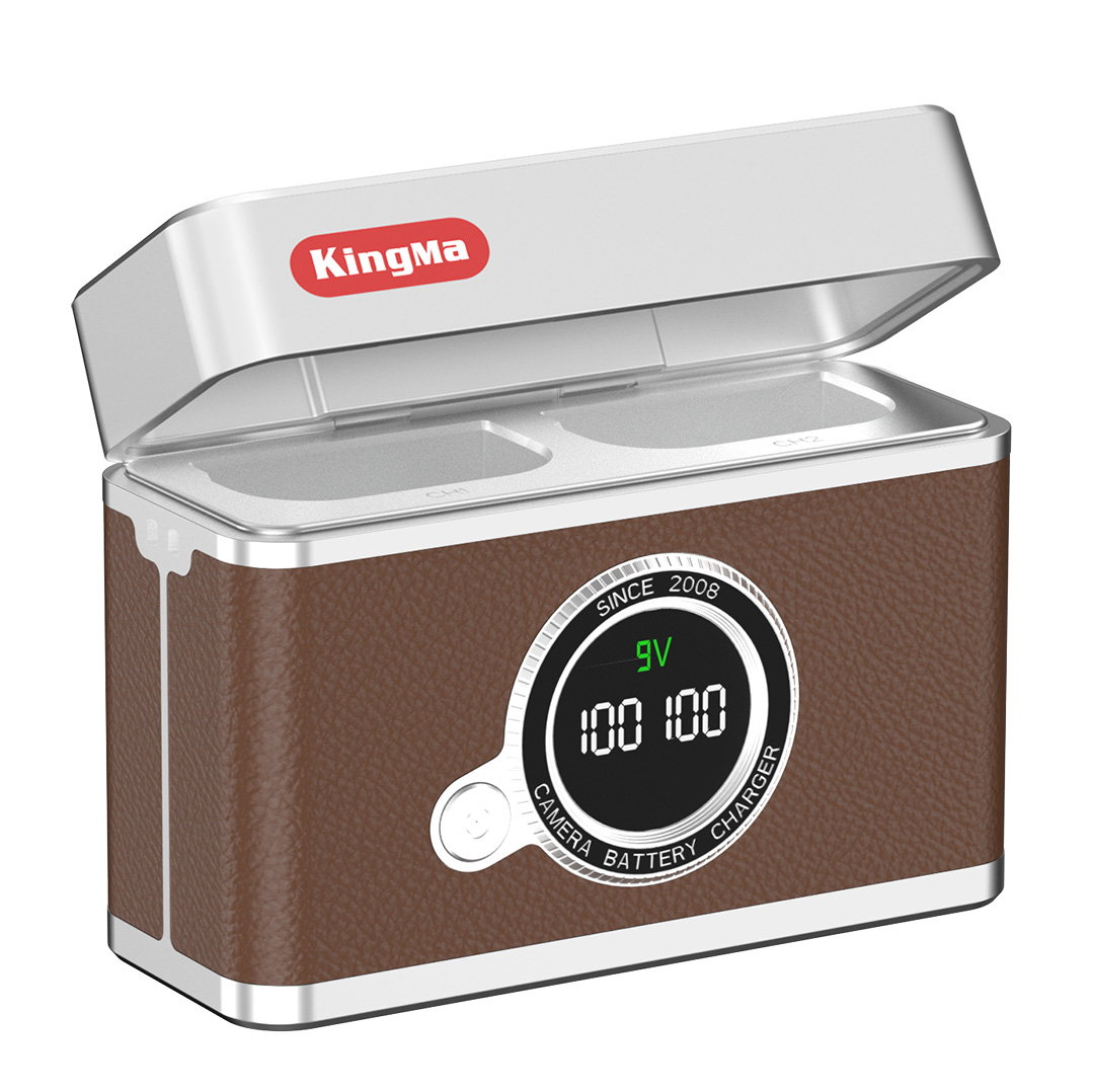 Зарядный кейс Kingma BM071-LPE6 для 2х Canon LP-E6, коричневый