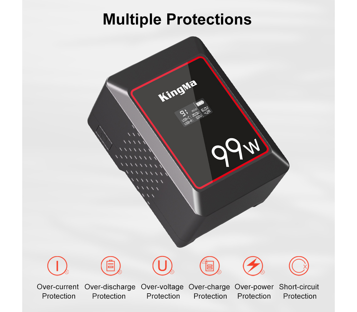 Аккумулятор Kingma 99W Mini, V-Mount, OLED дисплей, 6700 мАч