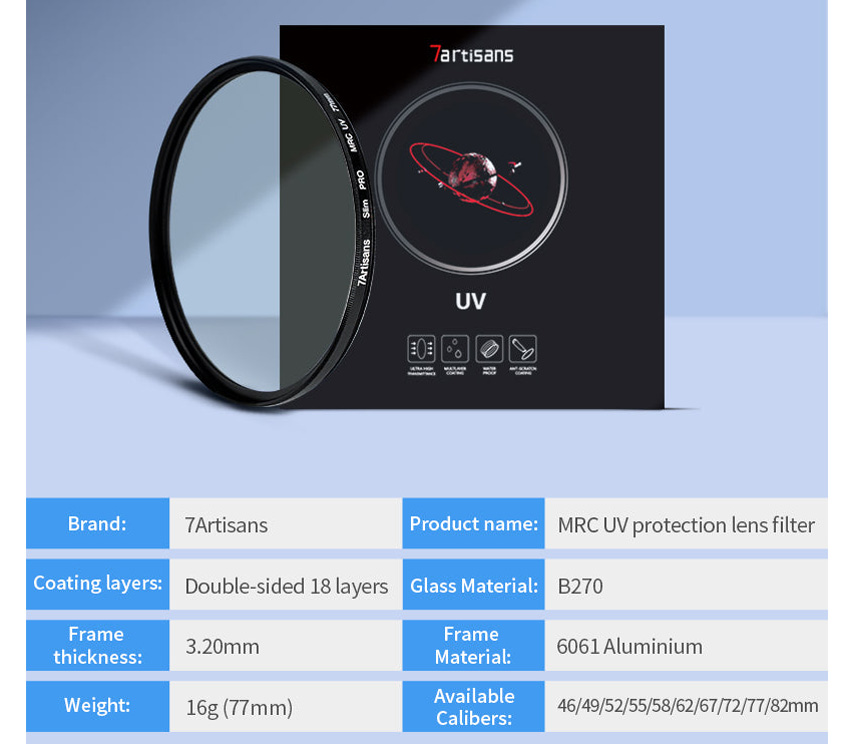 Светофильтр 7Artisans MRC-UV 58 mm