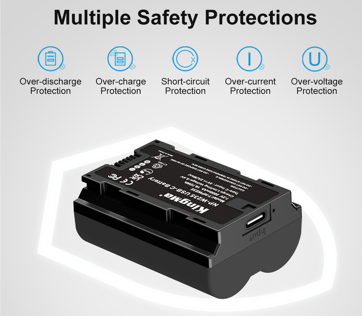 Аккуумулятор Kingma NP-W235 с портом зарядки USB-C, 2600 мАч