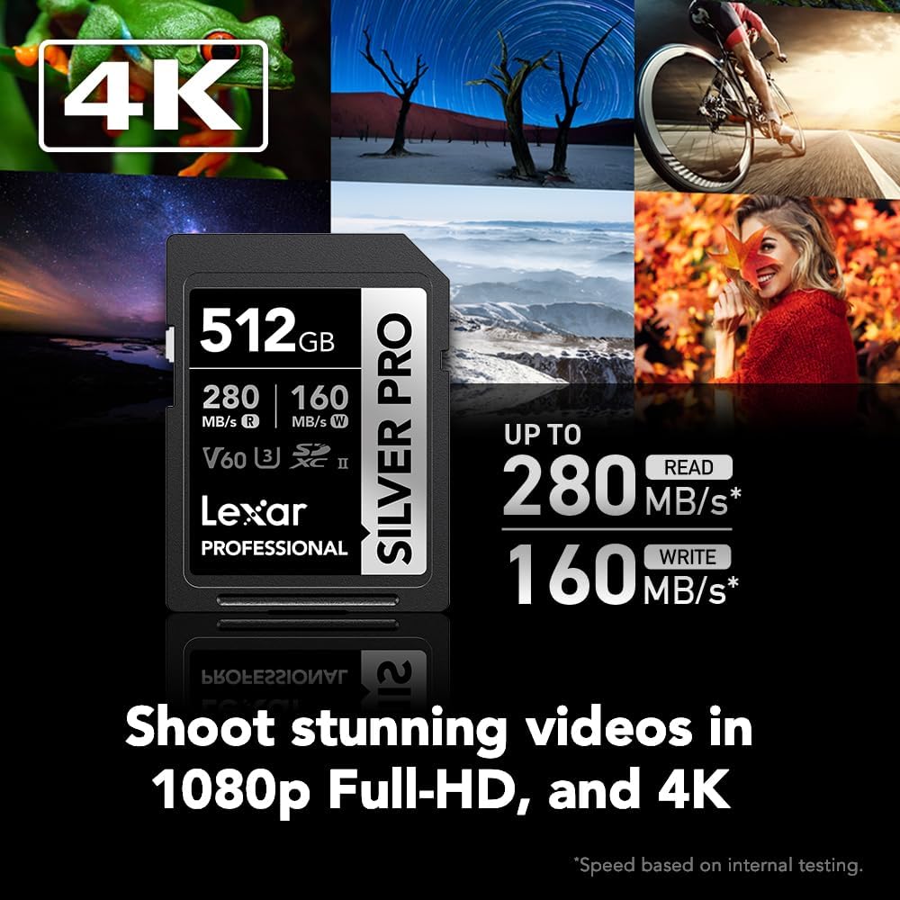 Карта памяти Lexar SDXC 512GB Professional Silver PRO UHS-II U3 V60 (280/160 MB/s)