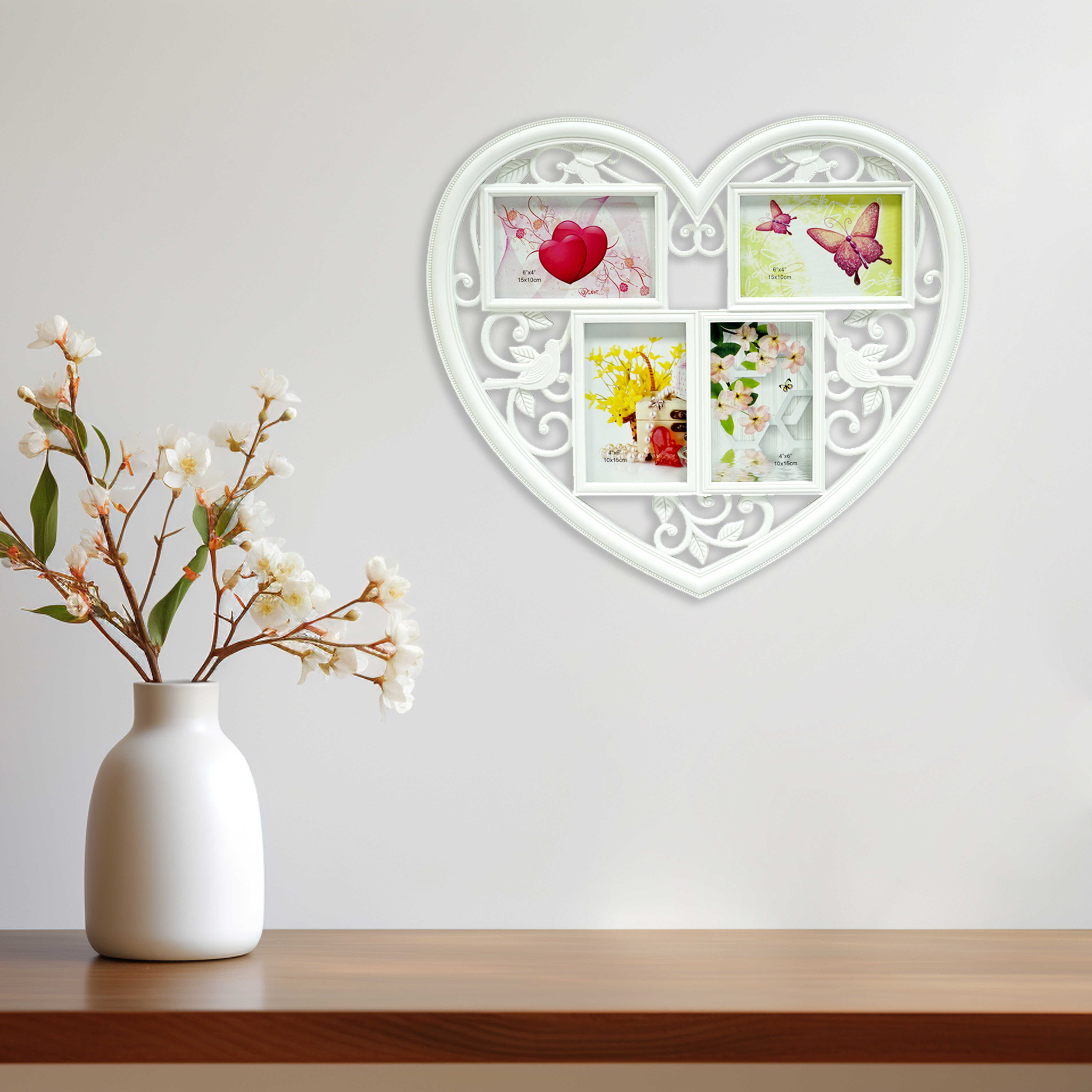 Мультирамка Fotografia 4 фото 10х15 см, Сердце, белая