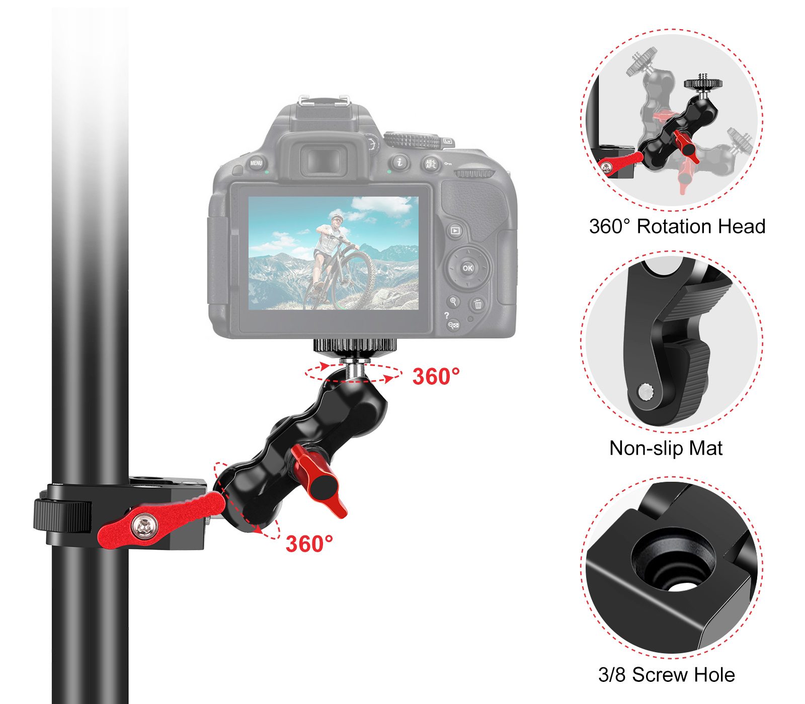 Держатель Puluz PU3079R Magic Arm Ball Mount Clamp
