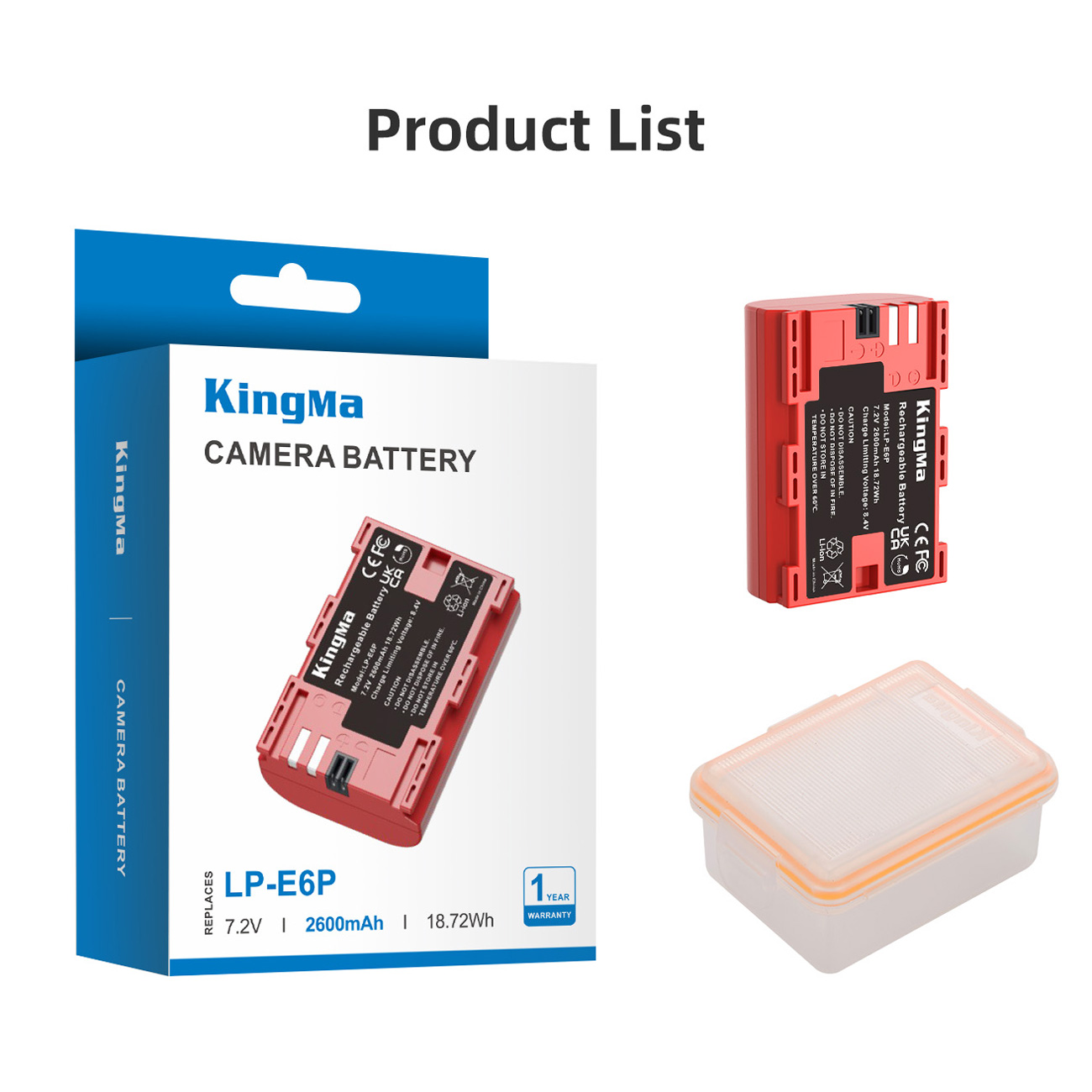 Аккумулятор Kingma LP-E6P 2600mAh с защитным кейсом