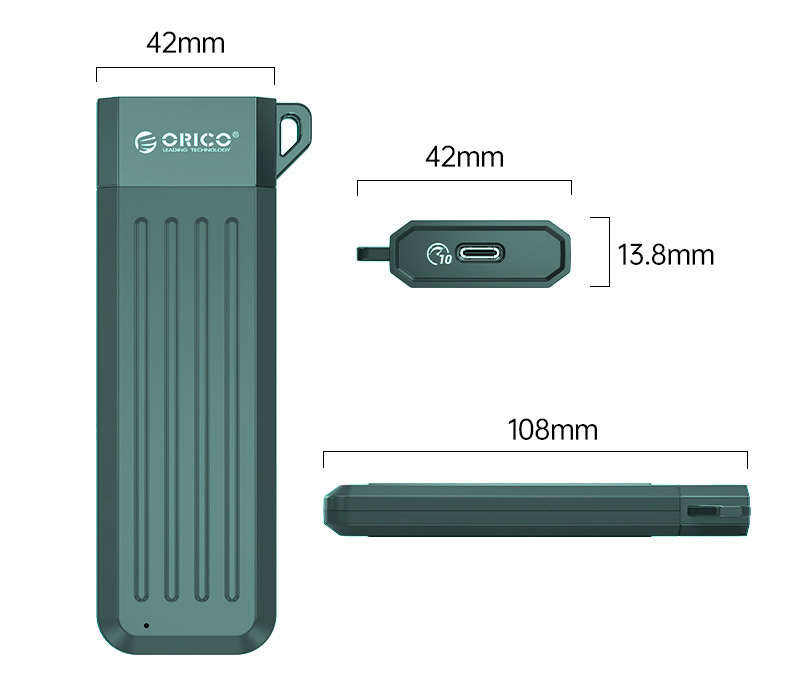 Внешний бокс Orico MM2C3-G2, для SSD M.2 NVMe диска, 10 Гбит/с, зеленый (уцененный)