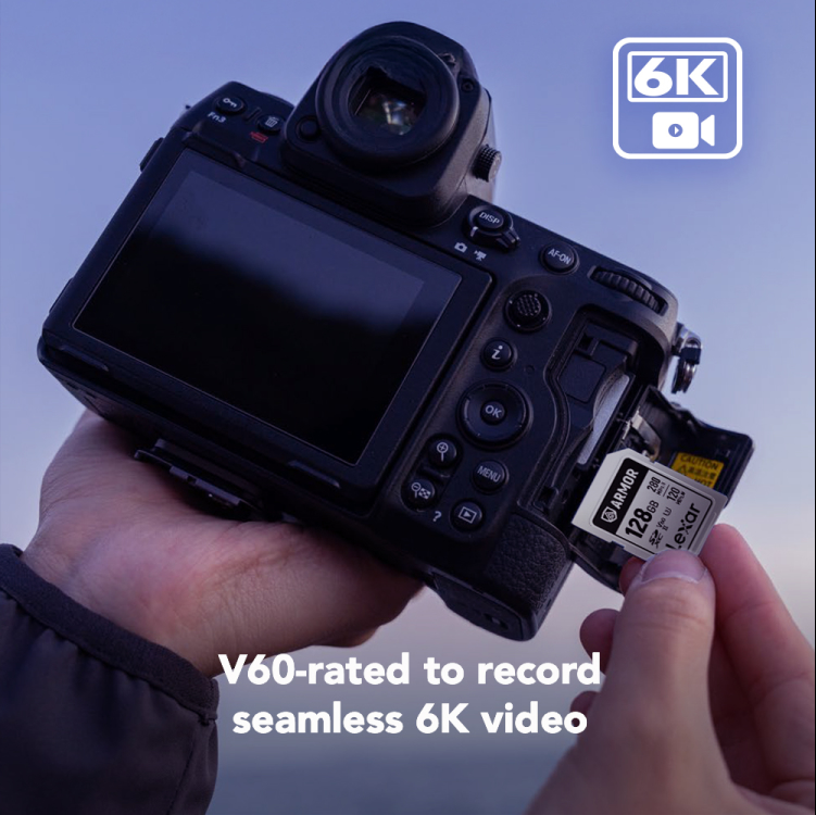 Карта памяти Lexar SDXC 128GB ARMOR Silver Pro C10 V60 U3 6K UHD (R280/W120 MB/s)