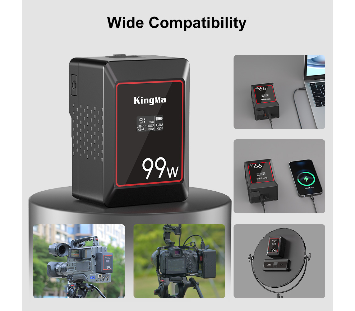 Аккумулятор Kingma 99W Mini, V-Mount, OLED дисплей, 6700 мАч