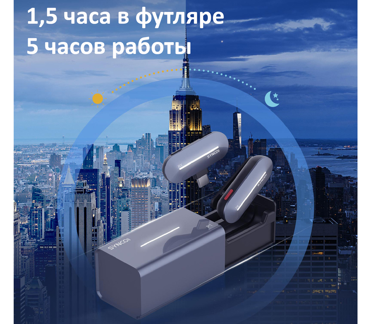 Беспроводная система Synco P1ST, 2.4 ГГц, TX+RX, футляр-зарядка, USB Type-C