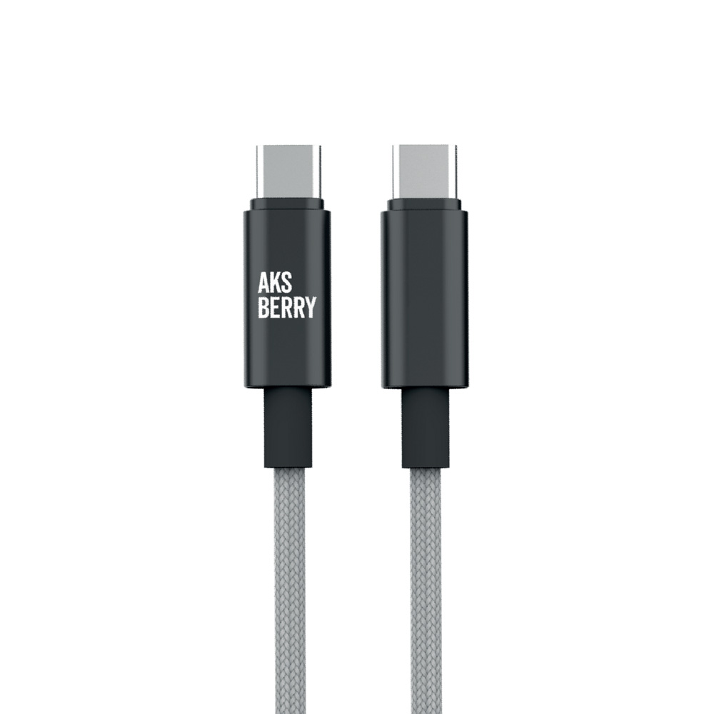 Кабель Aksberry X163 Nylon Silk, USB-C/-C, 3A 60 Вт, 1 м, серый